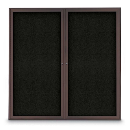 United Visual Products Sliding Door Indoor Enclosed Corkboard, 9 UV9030ACS-SATIN-CORK